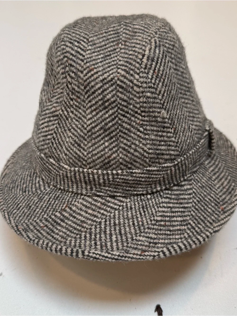Men's Gray Herringbone Wool Fedora Hat